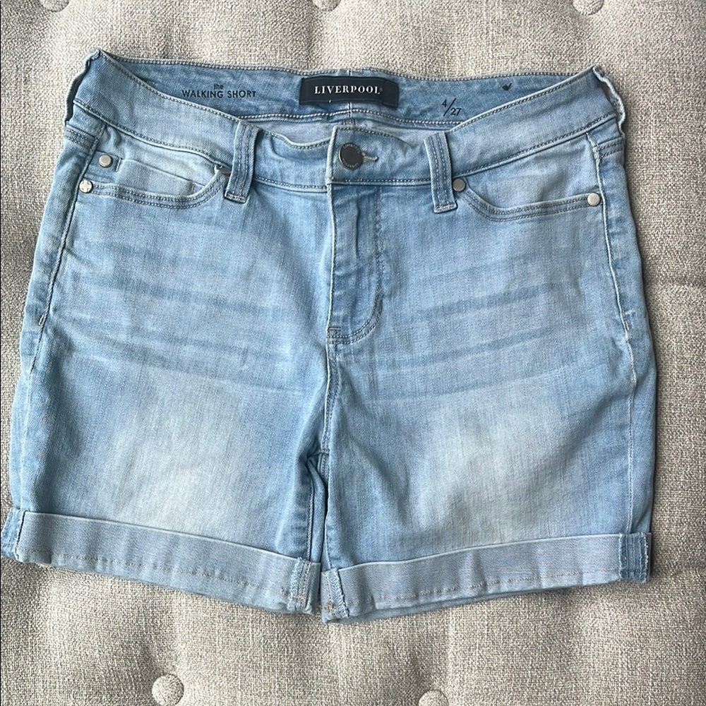 Liverpool The Walking Short Blue Jean Shorts with Cuffed Hem 4/27 size